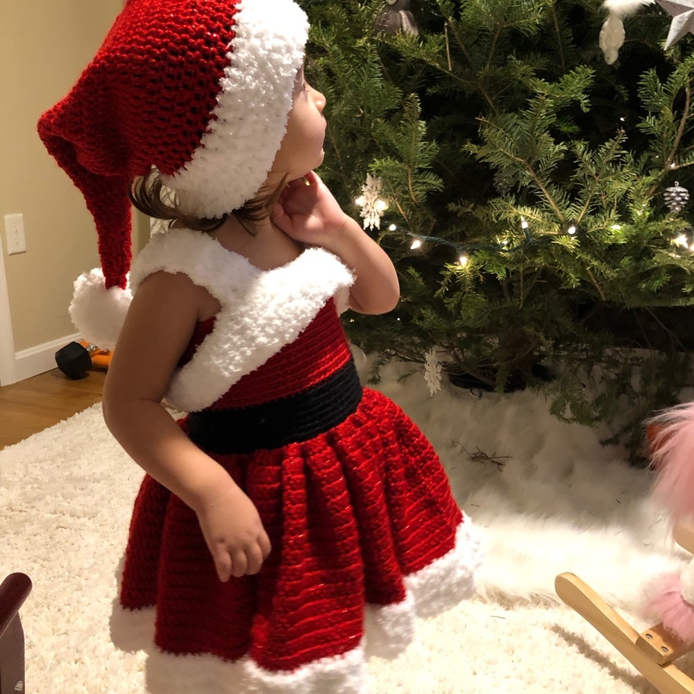 Crochet Christmas dress and hat
